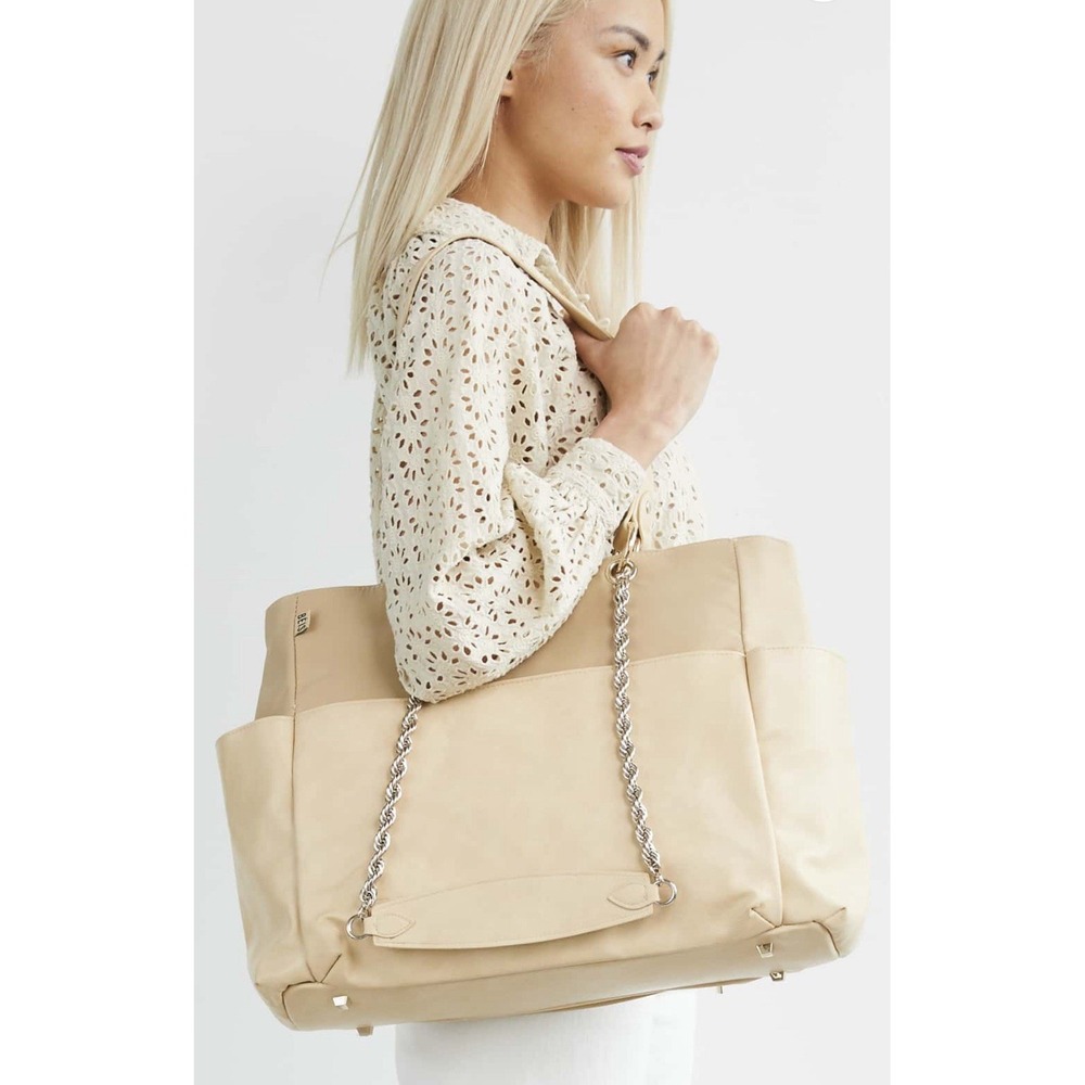 Beis The Baby Bag in Beige/Cream Trim Vegan Leather Multi Straps - Picture 1 of 16
